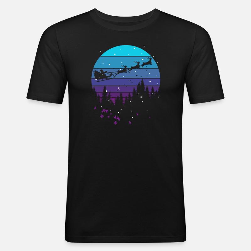 Weihnachtsmann im Wald - Männer Slim Fit T-Shirt - Schwarz