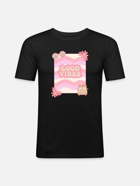Good Vibes - Männer Slim Fit T-Shirt - Schwarz