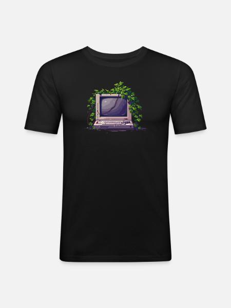 Old Pixel Computer - Men's Slim Fit T-Shirt - black