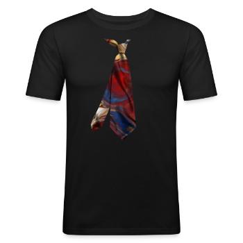 Colorful Printed Necktie T-Shirt Marble Texture - Men's Slim Fit T-Shirt - black - Front - Nik (191cm)