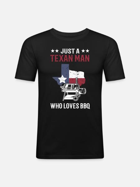 Texas BBQ - Männer Slim Fit T-Shirt - Schwarz