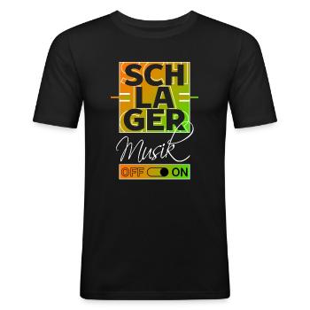 SchlagermusikON - Männer Slim Fit T-Shirt - Schwarz - Vorne - Nik (191cm)