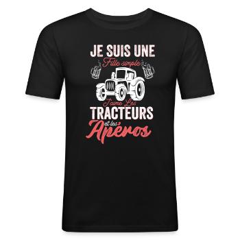 Agriculteur Tracteur Cadeau Agriculture Fermier - T-shirt près du corps Homme - noir - Devant - Nik (191cm)