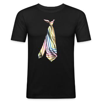 colorful necktie bunte Krawatte colored tie - Men's Slim Fit T-Shirt - black - Front - Nik (191cm)