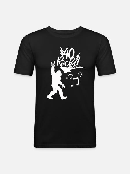 40e verjaardag Rock muziek Bigfoot Rock Hand Symbool - Mannen slim fit T-shirt - zwart
