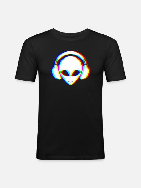 EDM - Electronic Dance Music - Alien - Männer Slim Fit T-Shirt - Schwarz