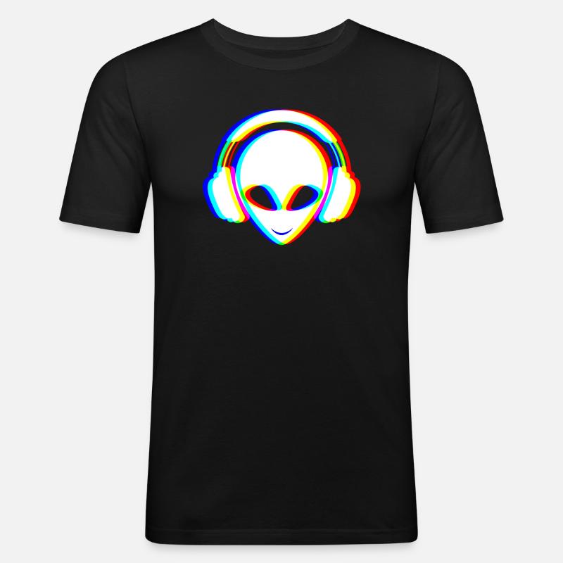 EDM - Electronic Dance Music - Alien - Männer Slim Fit T-Shirt - Schwarz