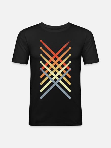 Drumsticks Drawing - Men's Slim Fit T-Shirt - black