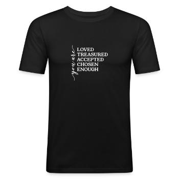 Chosen & La Foi Chrétienne - T-shirt près du corps Homme - noir - Devant - Nik (191cm)