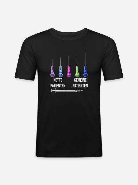Lustige Krankenschwester - Männer Slim Fit T-Shirt - Schwarz