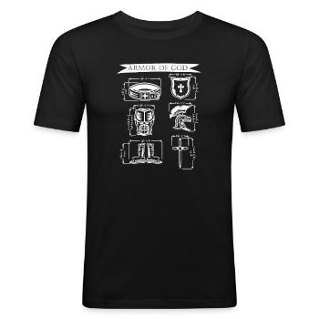 Geistliche Waffenrüstung Christlicher Glaube Bibel - Männer Slim Fit T-Shirt - Schwarz - Vorne - Nik (191cm)