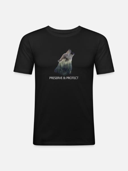Preserve & Protect Wolf Climate Change - Men's Slim Fit T-Shirt - black