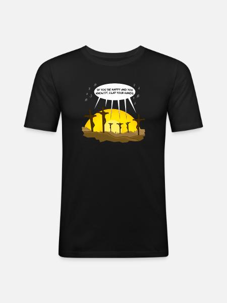 Clap your hands - Männer Slim Fit T-Shirt - Schwarz