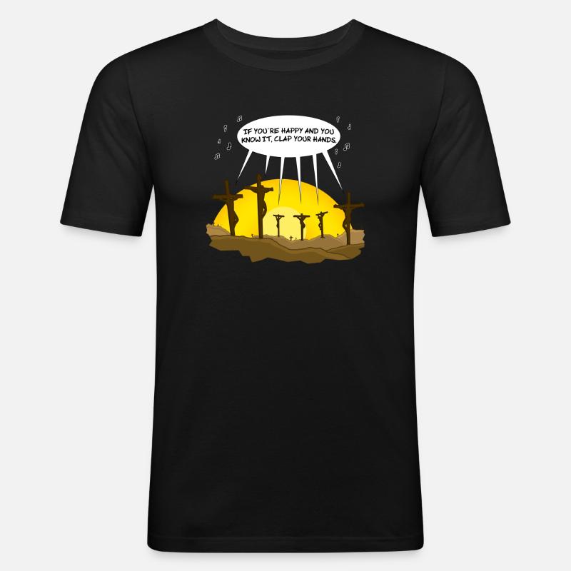Clap your hands - Männer Slim Fit T-Shirt - Schwarz