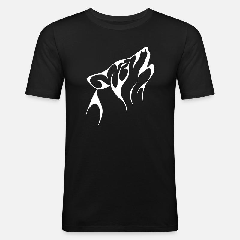 Tribal Wolf - Männer Slim Fit T-Shirt - Schwarz