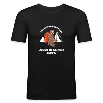Wandern Faultier Wanderer - Männer Slim Fit T-Shirt - Schwarz - Vorne - Nik (191cm)