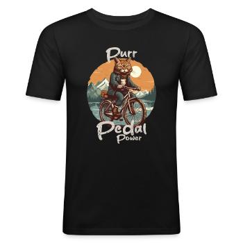 Purr Pedal Power | For cycling and cat fans - Men's Slim Fit T-Shirt - black - Front - Nik (191cm)