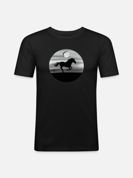 Pferd Pferde Mond - Männer Slim Fit T-Shirt - Schwarz