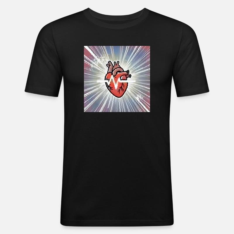 Herz Boom 2 - Männer Slim Fit T-Shirt - Schwarz