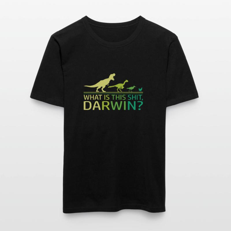 Drôle d’évolution Dino dinosaure Darwin T-Rex T-shirt près du corps Homme