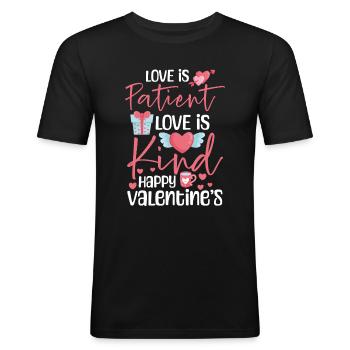 Valentinstag Freund Verliebt Zuneigung - Männer Slim Fit T-Shirt - Schwarz - Vorne - Nik (191cm)