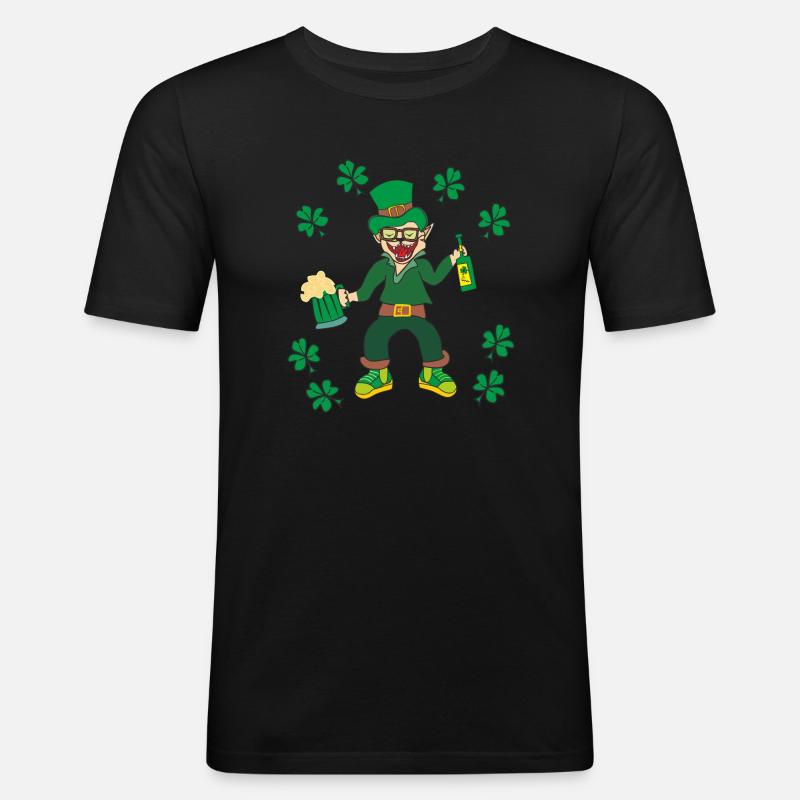 Fröhlicher Kobold - Männer Slim Fit T-Shirt - Schwarz