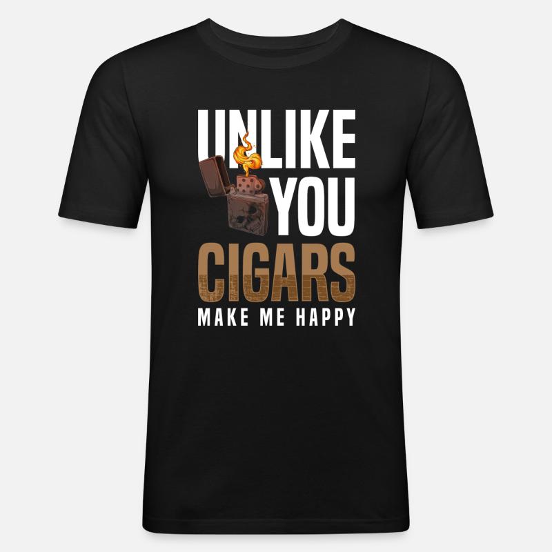 Raucher Tabak Qualm - Männer Slim Fit T-Shirt - Schwarz