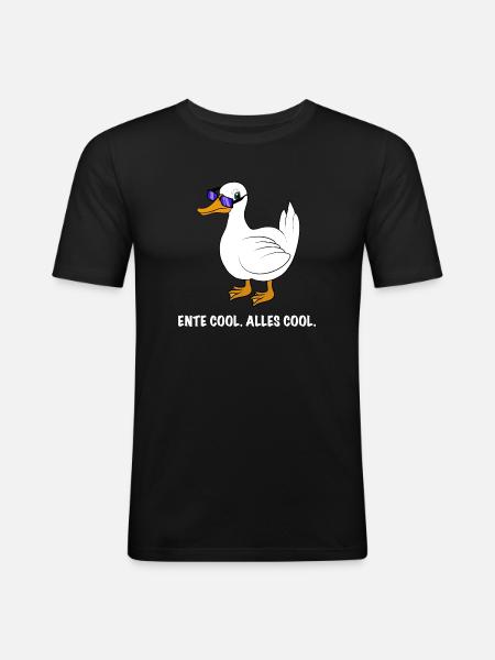 Ente cool Spruch - Männer Slim Fit T-Shirt - Schwarz