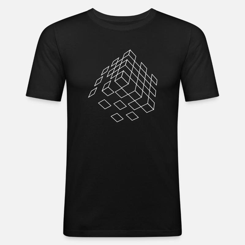 Kubisches Drahtgitter schwarzes Design - Männer Slim Fit T-Shirt - Schwarz