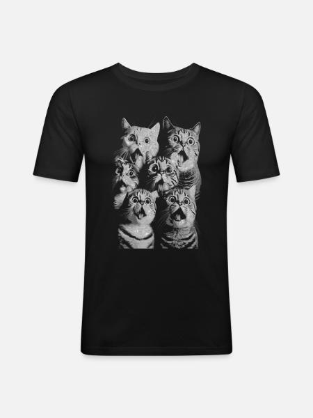 Funny Animals Cat Graphic - Men's Slim Fit T-Shirt - black