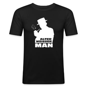 Alter Weisser Mann - Männer Slim Fit T-Shirt - Schwarz - Vorne - Nik (191cm)