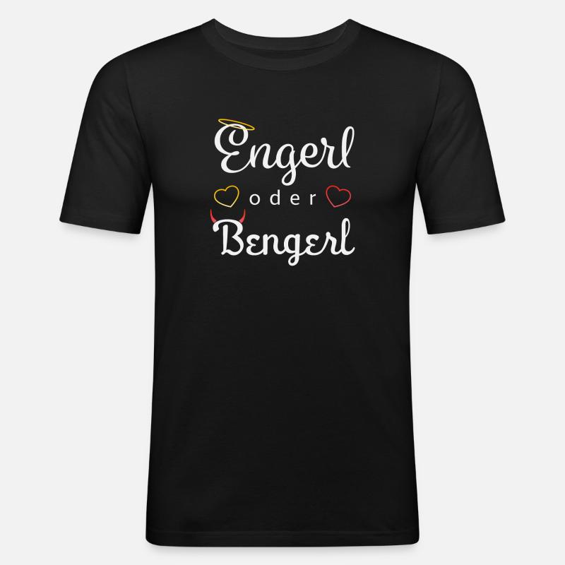 Engerl oder Bengerl - Männer Slim Fit T-Shirt - Schwarz