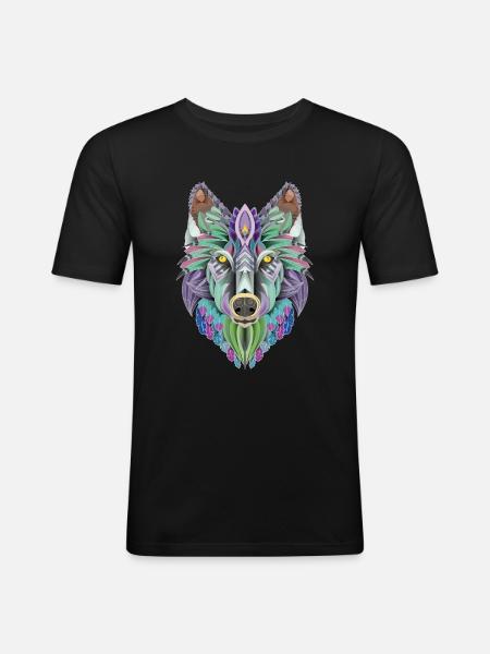 totem of the wolf - Men's Slim Fit T-Shirt - black