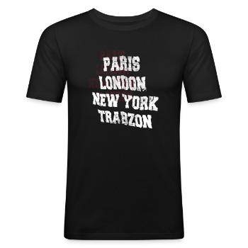 Trabzon Stadt - Männer Slim Fit T-Shirt - Schwarz - Vorne - Nik (191cm)