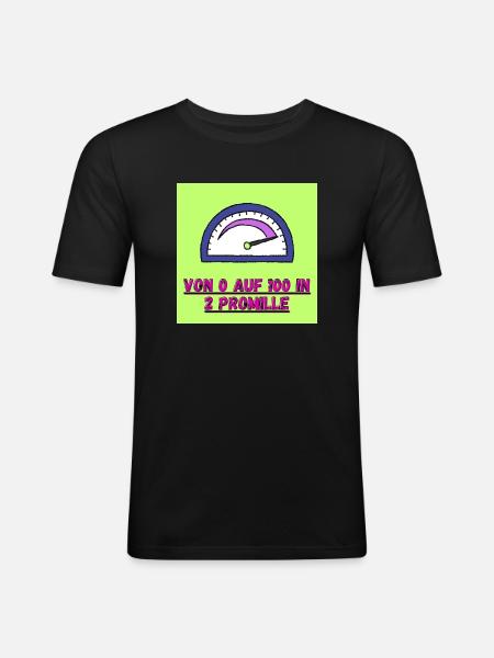 Von 0 auf 100 - Männer Slim Fit T-Shirt - Schwarz
