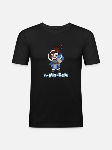 A-Mei Zing - Mannen slim fit T-shirt - zwart