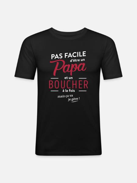 Papa boucher - T-shirt près du corps Homme - noir