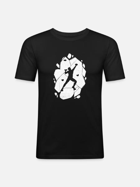 Bouldern Klettern Boulder Bergsteiger - Männer Slim Fit T-Shirt - Schwarz