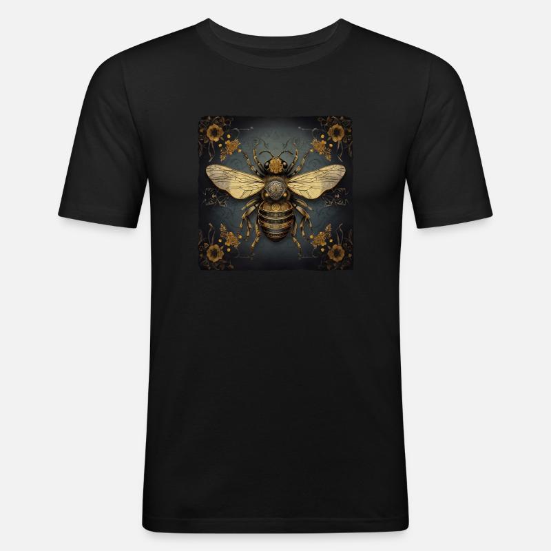 Biene - Männer Slim Fit T-Shirt - Schwarz