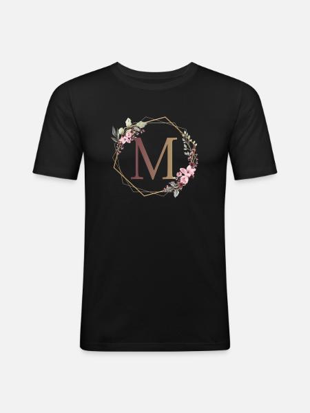 M surrounded by flowers - Men's Slim Fit T-Shirt - black