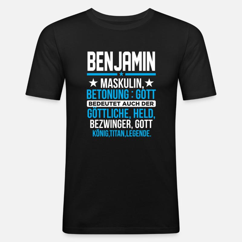 BENJAMIN - Titan - Männer Slim Fit T-Shirt - Schwarz
