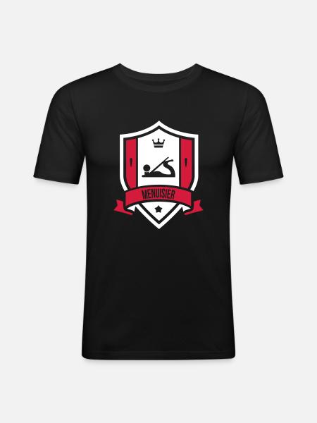 Menuisier / Menuiserie / Bois / Charpentier - T-shirt près du corps Homme - noir