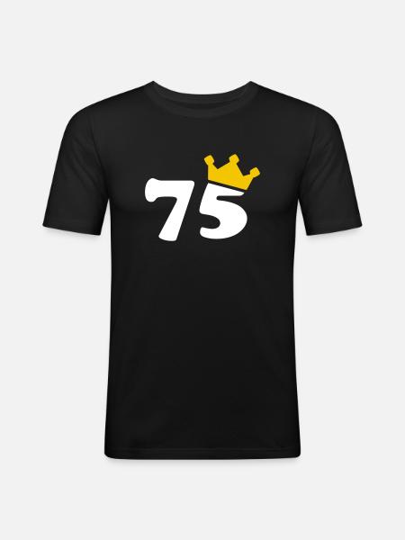 75 Krone 75 cumpleaños 75 años - Camiseta ajustada hombre - negro