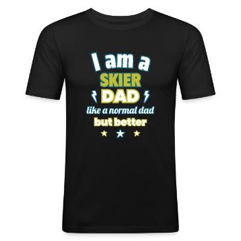 Papa SKIFAHRER, Vatertagsgeschenk, Skifahren,Sport - Männer Slim Fit T-Shirt - Schwarz - Vorne - Nik (191cm)