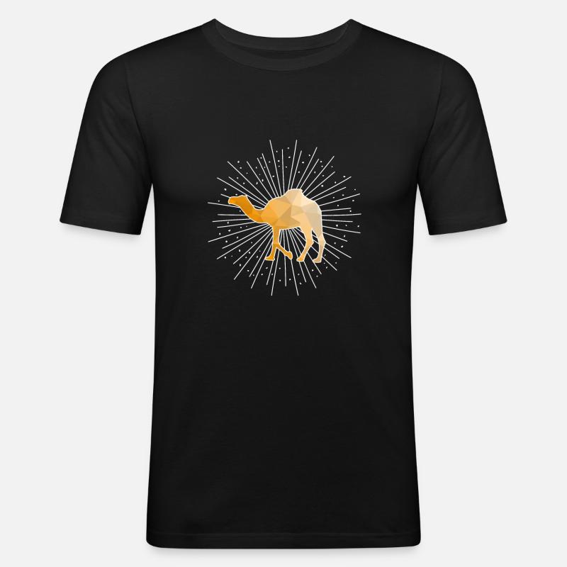 Kamel Dromedar - Männer Slim Fit T-Shirt - Schwarz