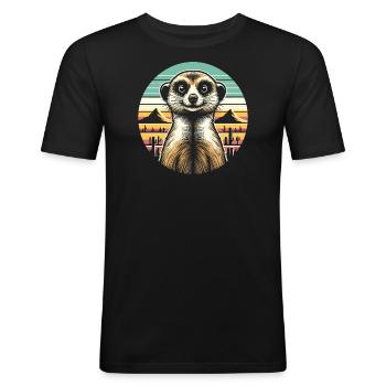Suricate - T-shirt près du corps Homme - noir - Devant - Nik (191cm)