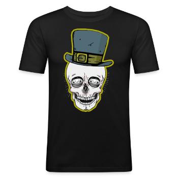 Schädel Totenkopf Dark Halloween Horror Fantasy - Männer Slim Fit T-Shirt - Schwarz - Vorne - Nik (191cm)