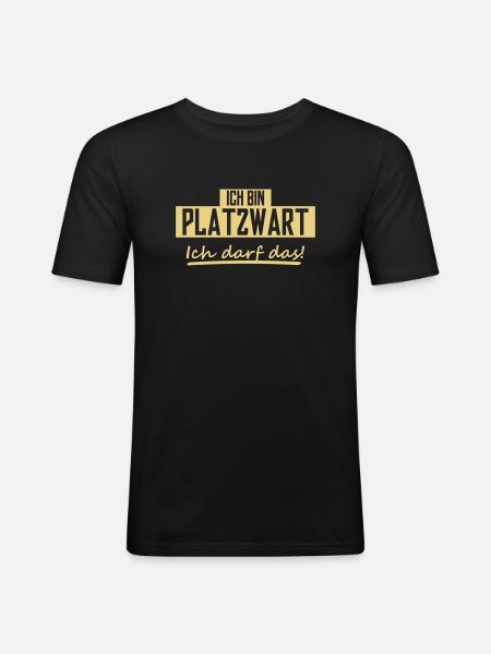 ich bin platzwart - Männer Slim Fit T-Shirt - Schwarz