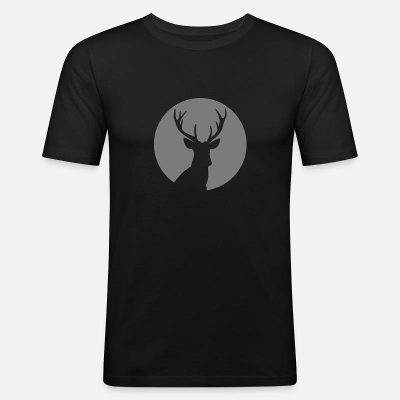Hirsch Mond Geweih - Männer Slim Fit T-Shirt - Schwarz
