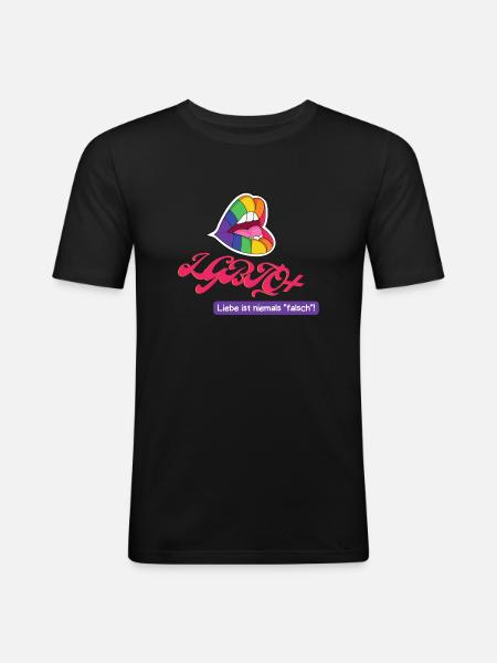 LGBTQ+ - T-Shirt - Männer Slim Fit T-Shirt - Schwarz